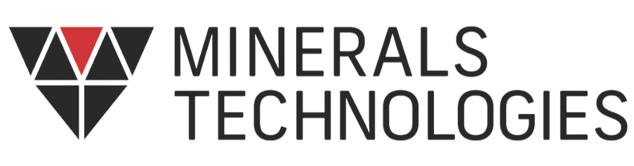 Black and red Minerals Technology logo with transparent background