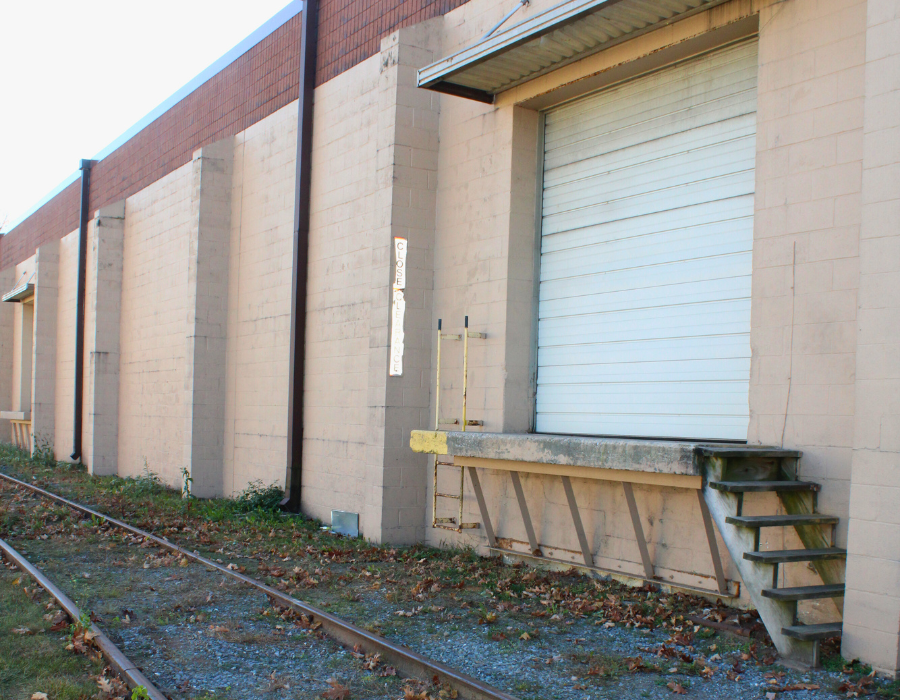 Railway loading dock next to train track